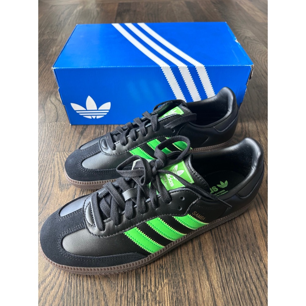 Adidas Samba OG Core Black Screaming Green Gum JR0911 Mens 8.5 Womens 9.5